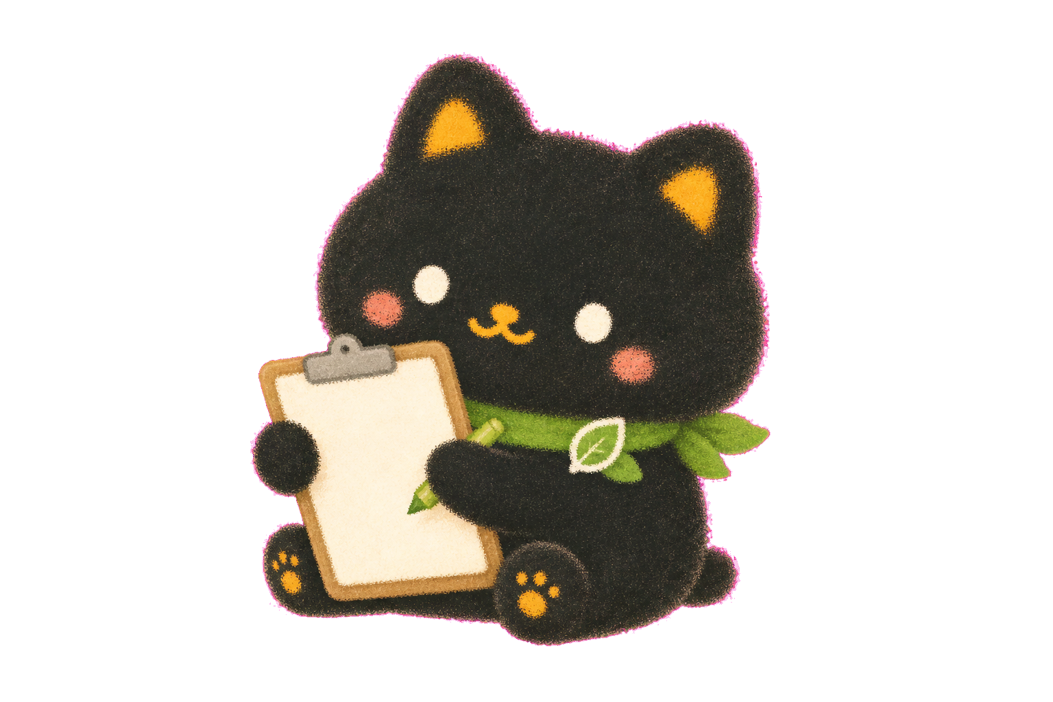 相談メモを持つ黒いキャラクター